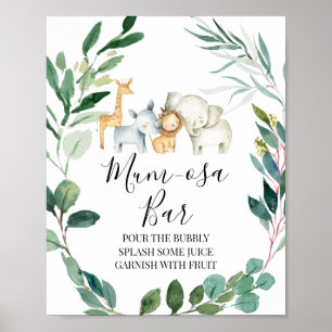 Safari Greenery Wreath Baby Shower Mimosa sign