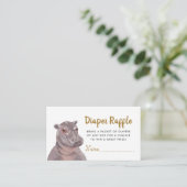 Safari Hippo Diaper Raffle Baby Shower  Enclosure Card (Standing Front)