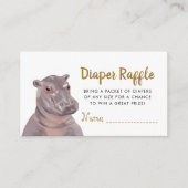 Safari Hippo Diaper Raffle Baby Shower  Enclosure Card (Front)
