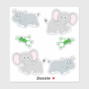 Safari Hippos and Elephants Sticker