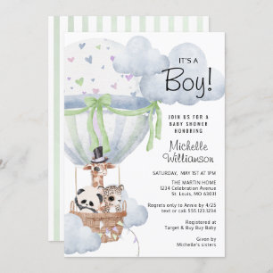 Safari Hot Air Balloon Baby Shower Invitation