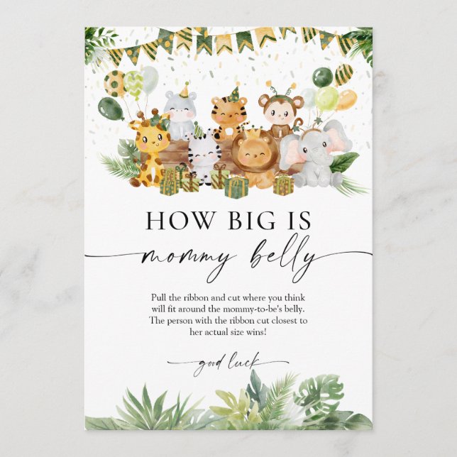 Safari How Big is Mommy's Belly Baby Shower Game Advice Card (Front)