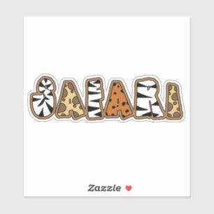 Safari in Animal Print Letters Sticker