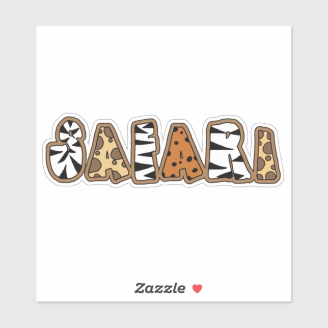 Safari in Animal Print Letters Sticker (Sheet)