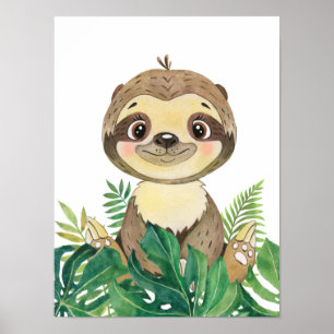 Safari In The Jungle Baby Sloth Poster