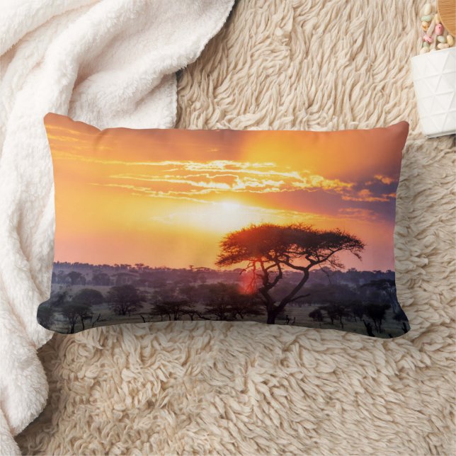 Safari in the Serengeti National Park Lumbar Pillow (Blanket)