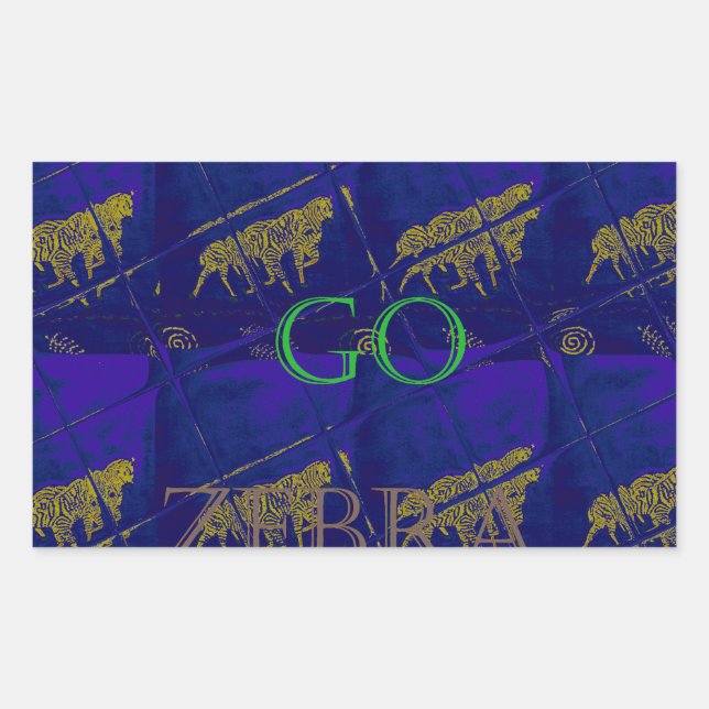 Safari-Inspired Delight: French Blue "Let's Go Zeb Rectangular Sticker (Front)
