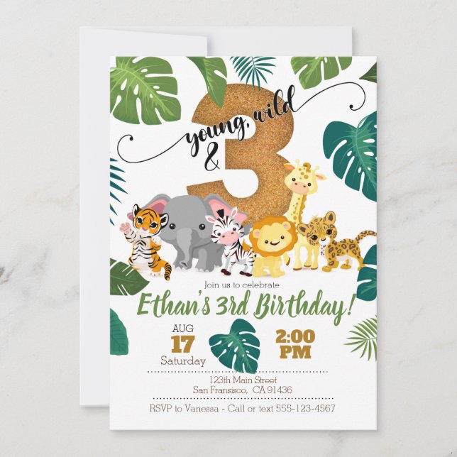 Safari Invitation for 3rd Birthday (Front)