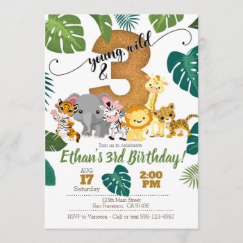 Safari Invitation For 3rd Birthday by WhirlibirdExpress at Zazzle