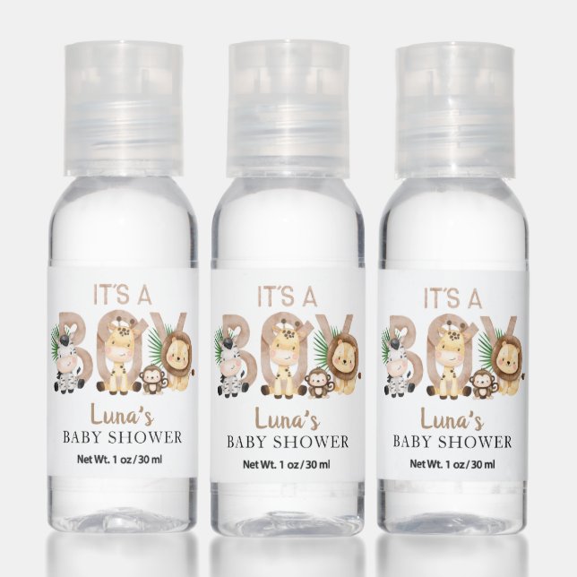 Safari It's a Boy Baby Shower Hand Sanitizers (Set)