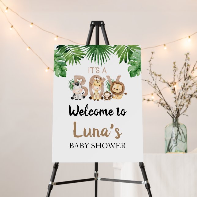 Safari It's a Boy Baby Shower Welcome Foam Board (In Situ (Stand))