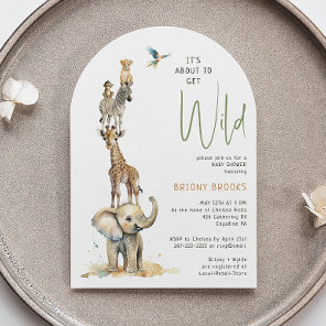 Safari "It's About To Get Wild" Baby Shower Arch Invitation