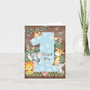 Safari Jungle 1st Birthday Thank You Note