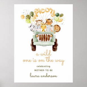 Safari Jungle - A Wild One Baby Shower Welcome Poster