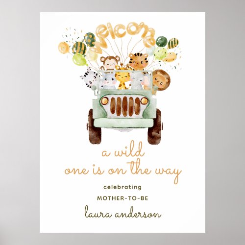 Safari Jungle _ A Wild One Baby Shower Welcome Poster