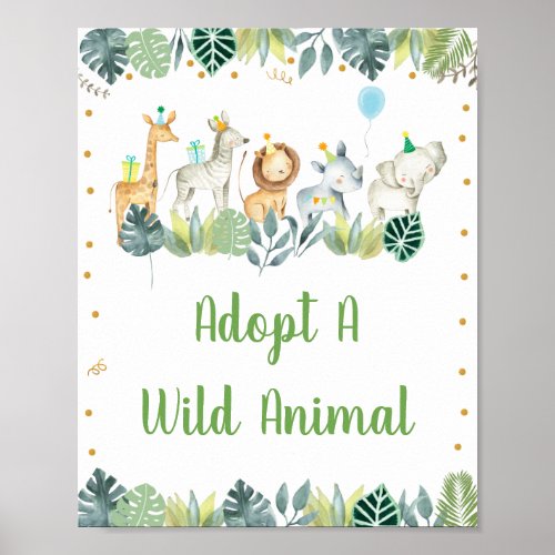 Safari Jungle Adopt An Animal Birthday Poster