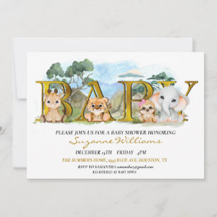 Safari Jungle Africa Animal Baby Shower   Invitation