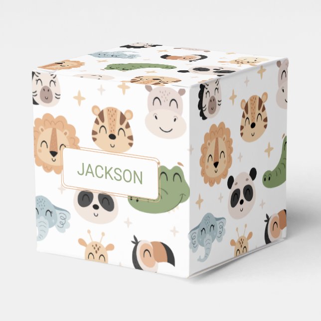 Safari Jungle animal birhtday boy gift favor boxes (Front Side)