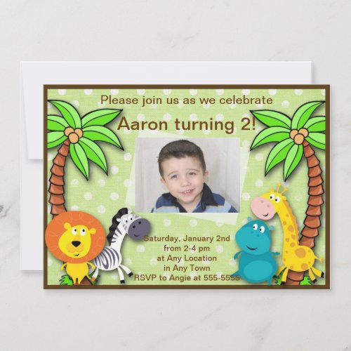 Safari Jungle Animal Birthday or Shower Invitation