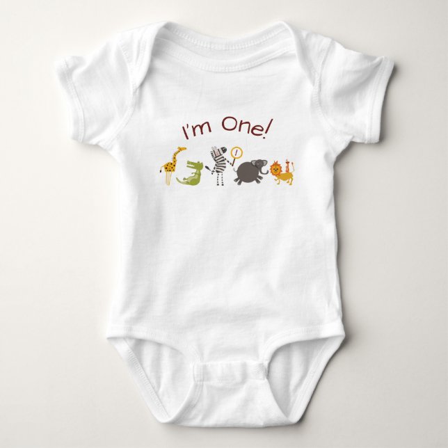 Safari Jungle Animal Birthday Outfit Romper (Front)