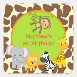 Safari Jungle Animal Birthday party favor stickers