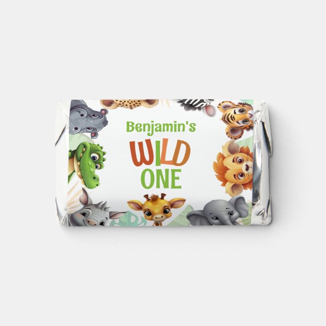 Safari Jungle Animal Child's 1st Birthday Party Hershey's Miniatures (Front)
