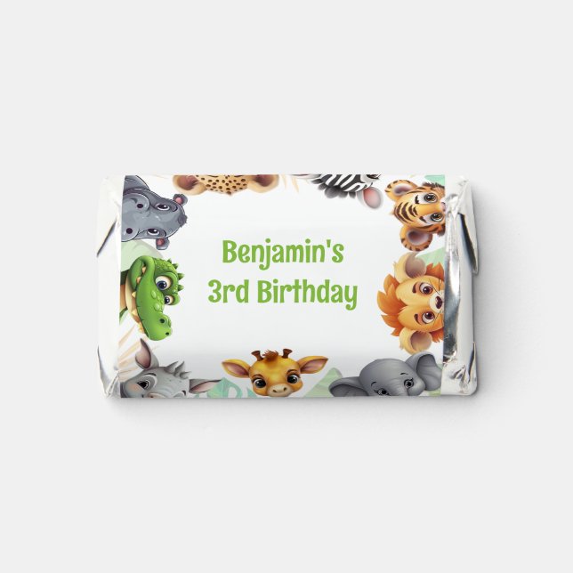 Safari Jungle Animal Child's Birthday Party Hershey's Miniatures (Front)