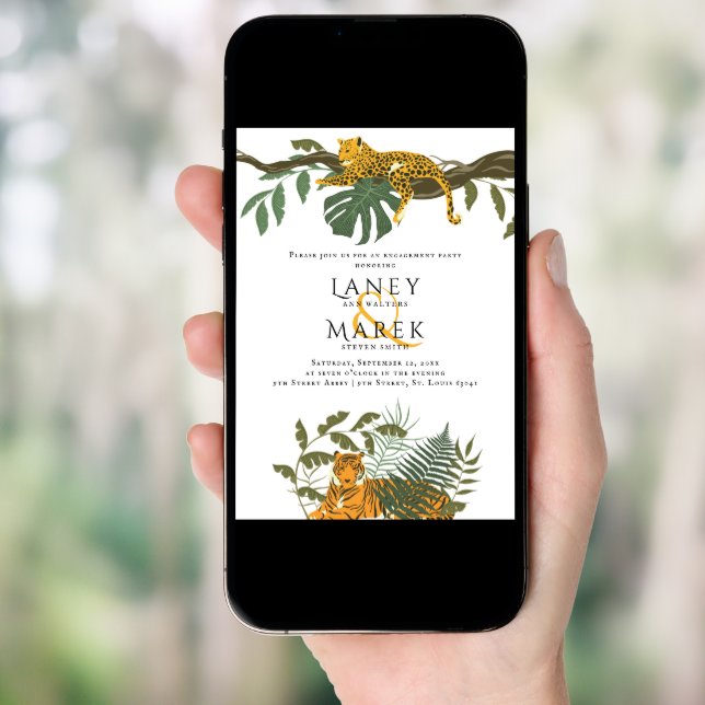 Safari Jungle Animal Engagement Party Invitation (Front Digital)