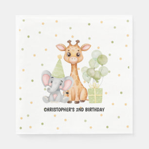 Safari Jungle Animal Green Boys Birthday Napkins