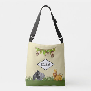 Safari Jungle Animal Illustration Adventure Awaits Crossbody Bag