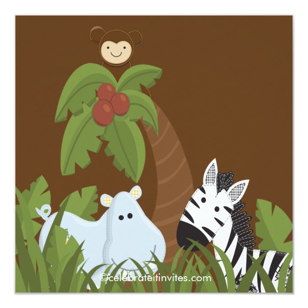 Safari Jungle Animal Kid Birthday Party Invitation