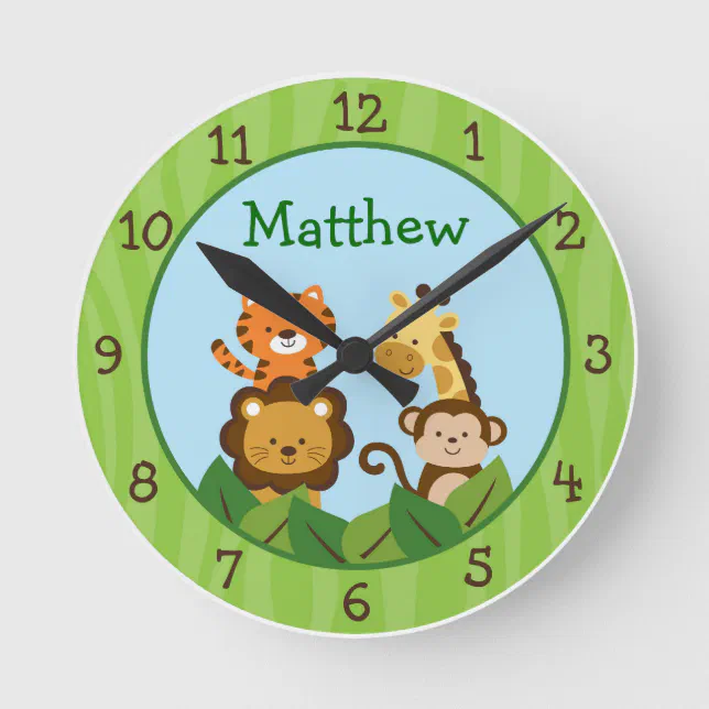 Safari Jungle Animal Nursery Wall Clock Zazzle