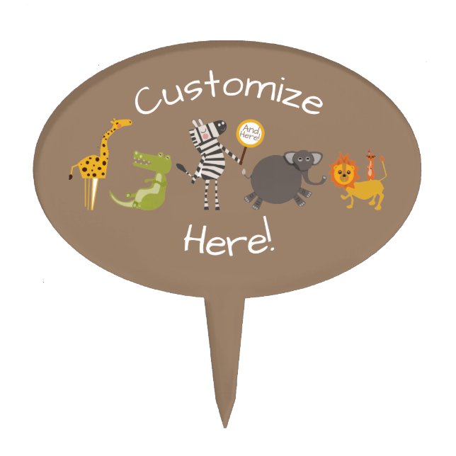 Safari Jungle Animal Party Cake Topper (Front)