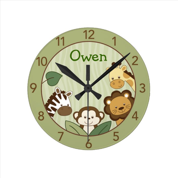Safari Jungle Animal Personalized Wall Clock