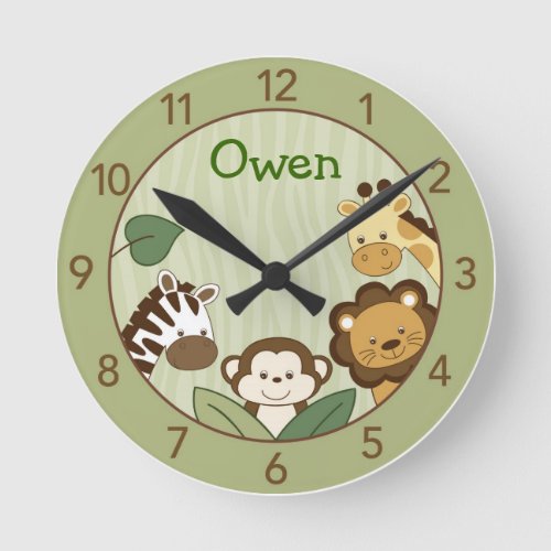 Safari Jungle Animal Personalized Wall Clock