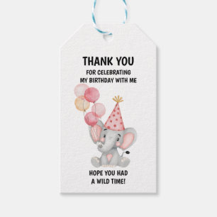 Safari Jungle Animal Pink Girls Birthday Gift Tags