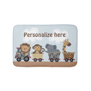 Safari Jungle Animal Train Kid's Bath Mat