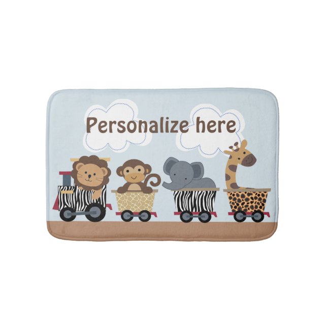Safari Jungle Animal Train Kid's Bath Mat (Front)