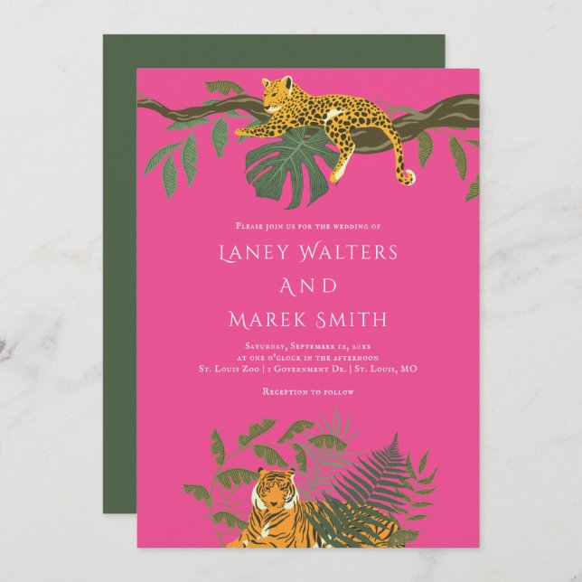 Safari Jungle Animal Wedding Invitation (Front/Back)