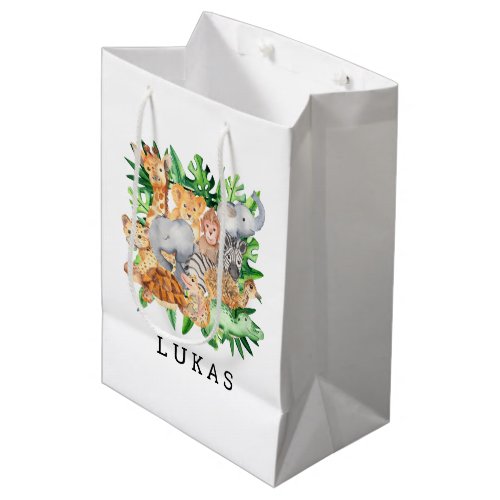 Safari Jungle Animals 1st Birthday Party Medium Gift Bag