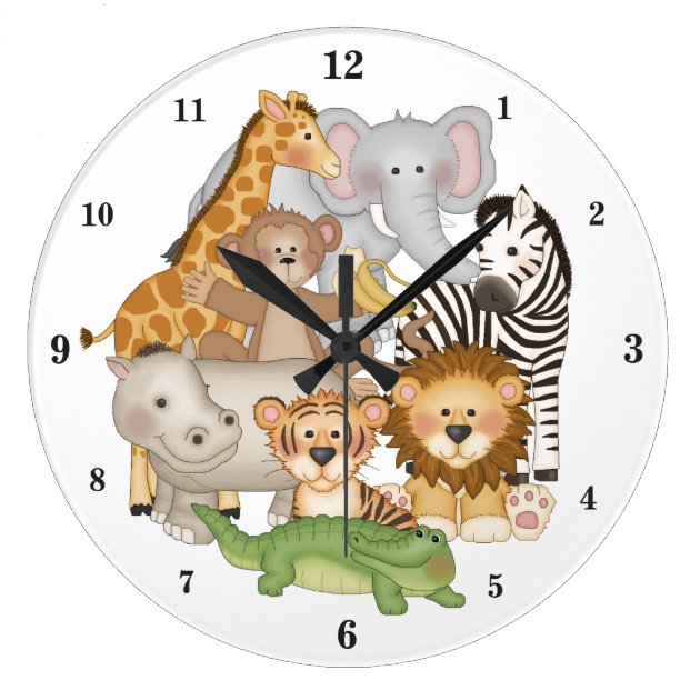 Jungle Zoo Animals PERSONALIZED Wall Clock Child Bedroom Baby Nursery GREAT GIFT 