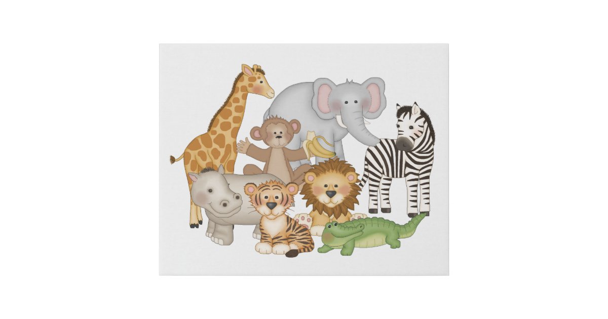 Safari Jungle Animals Baby Boy Nursery Kids Room Faux Canvas Safari Jungle Animals Baby Boy Nursery