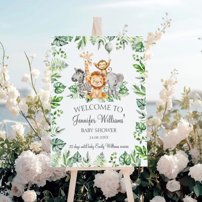 Safari Jungle Animals baby boy shower Welcome sign (Creator Uploaded)