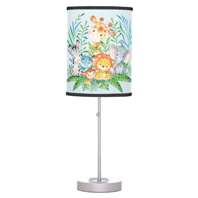 Safari Jungle Animals Baby Boys Nursery Lamp (Front)