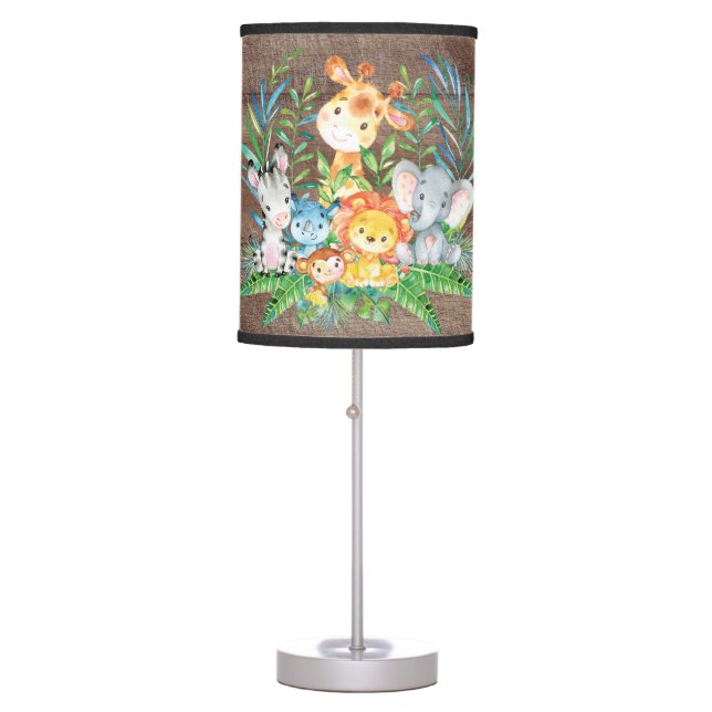Safari Jungle Animals Baby Girl | Boy Nursery Lamp (Front)