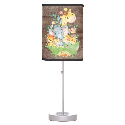 Safari Jungle Animals Baby Girl | Boy Nursery Lamp (Front)