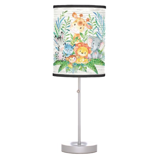 Safari Jungle Animals Baby Girl | Boy Nursery Lamp (Front)
