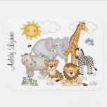Safari Jungle Animals Baby Nursery Kids Girl Name Baby Blanket at Zazzle
