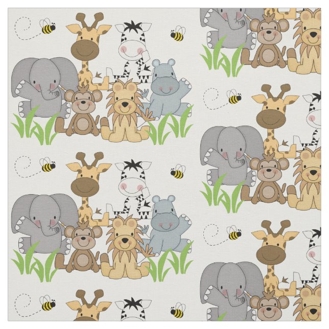 Safari Jungle Animals Baby Nursery Kids Room Fabric (Swatch)