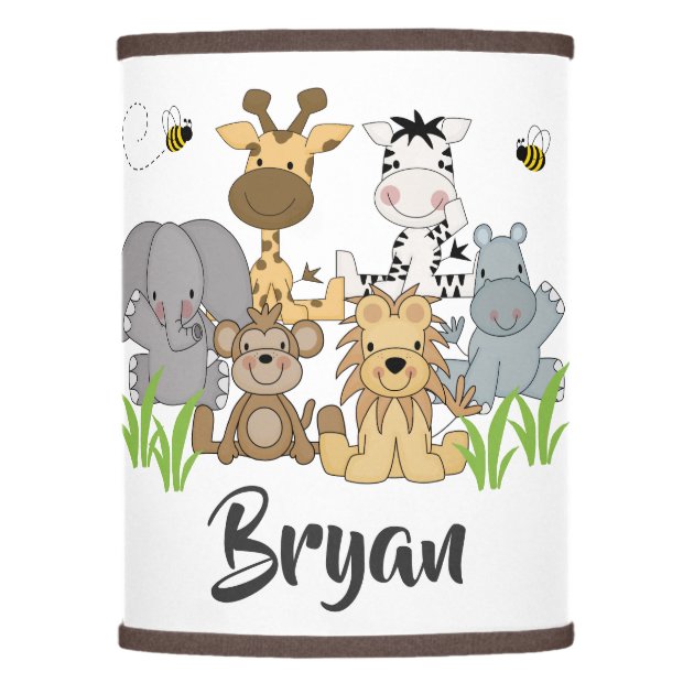 Ideal To Match Jungle Animals Wallpaper Borders. Kids Jungle Animals Lampshades 